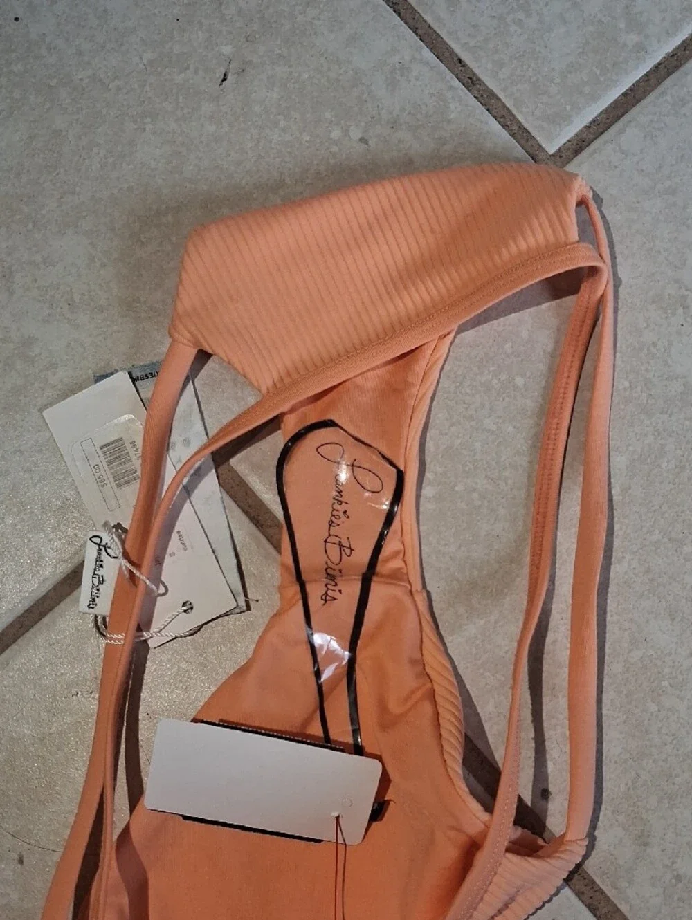 Frankie's Bikinis Womens Sz S Peach Ribbed Double-Strap Bikini Bottom NWT